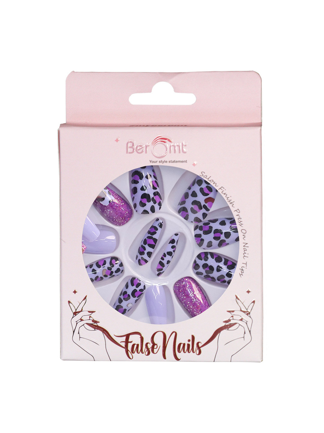 BEROMT 12-Pcs Animal Printed Salon Finish False Nail Tips Box - BFN1033