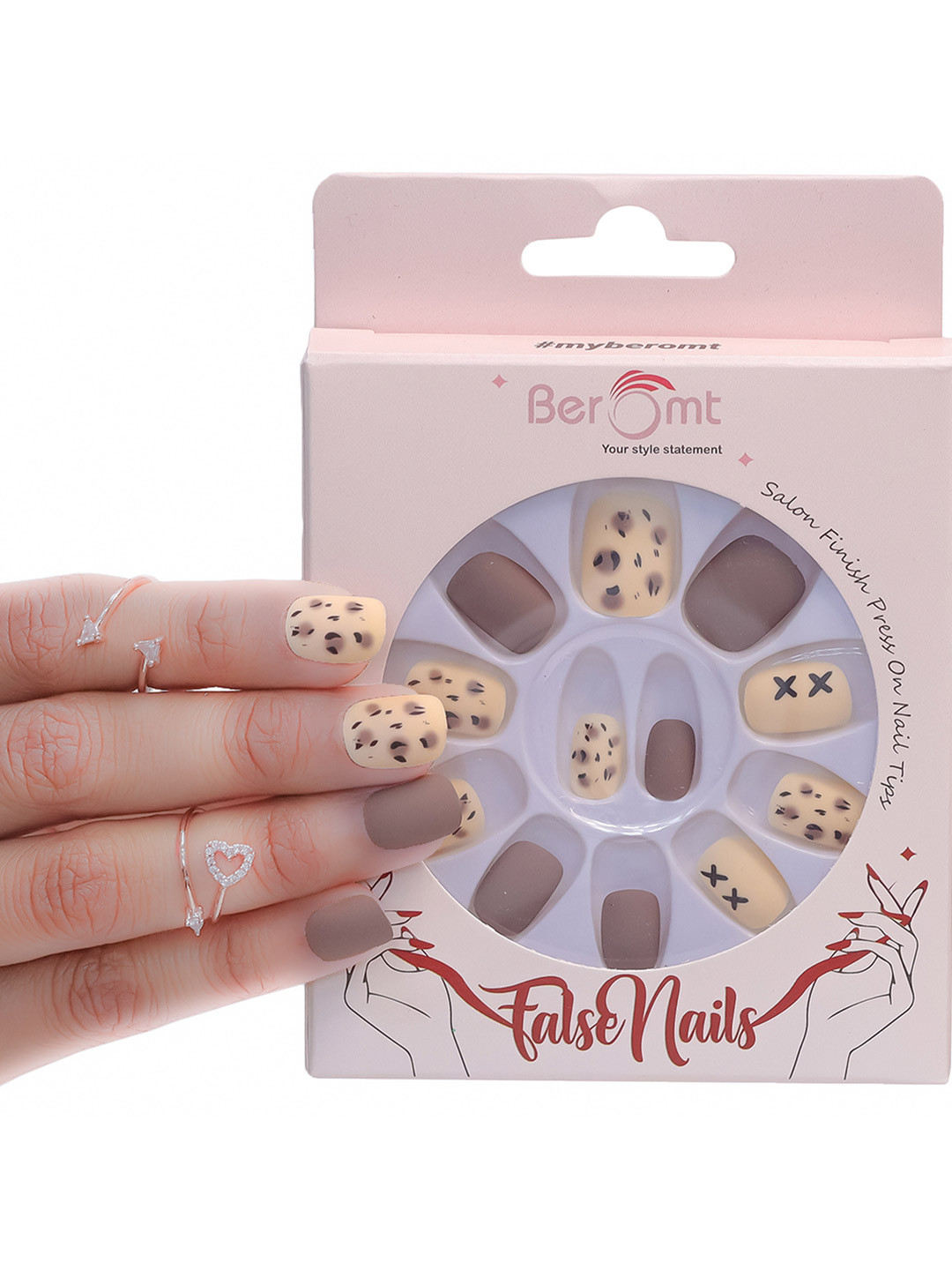 BEROMT 12-Pcs Animal Printed Salon Finish False Nail Tips Box - BFN1007