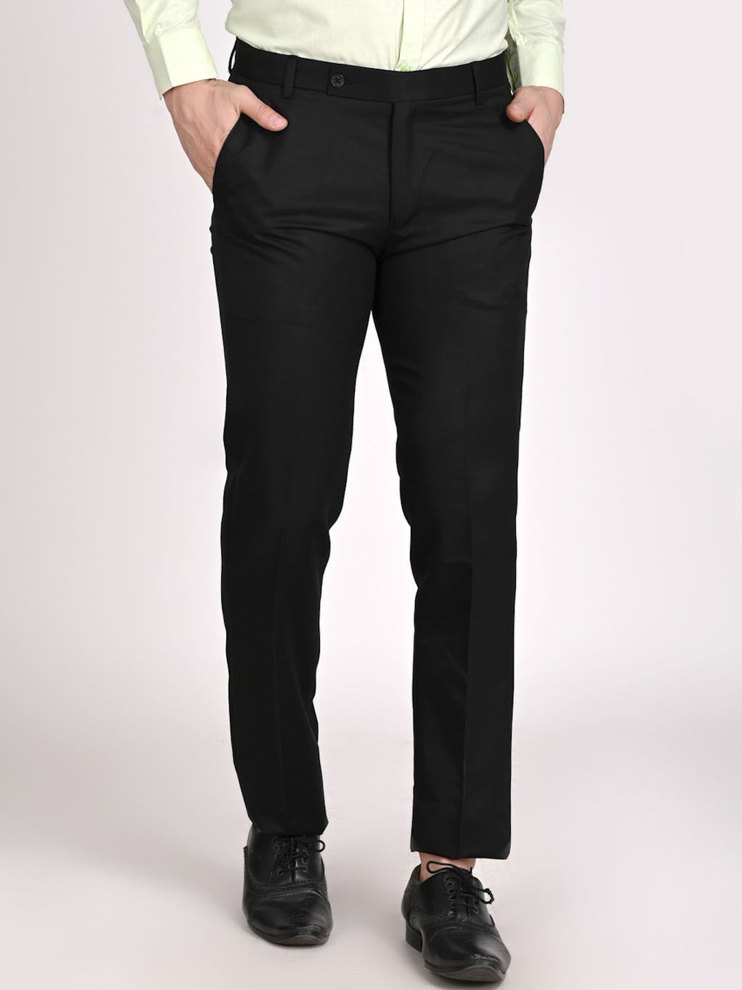 TAHVO Men Slim Fit Low-Rise Stain Resistant Trousers