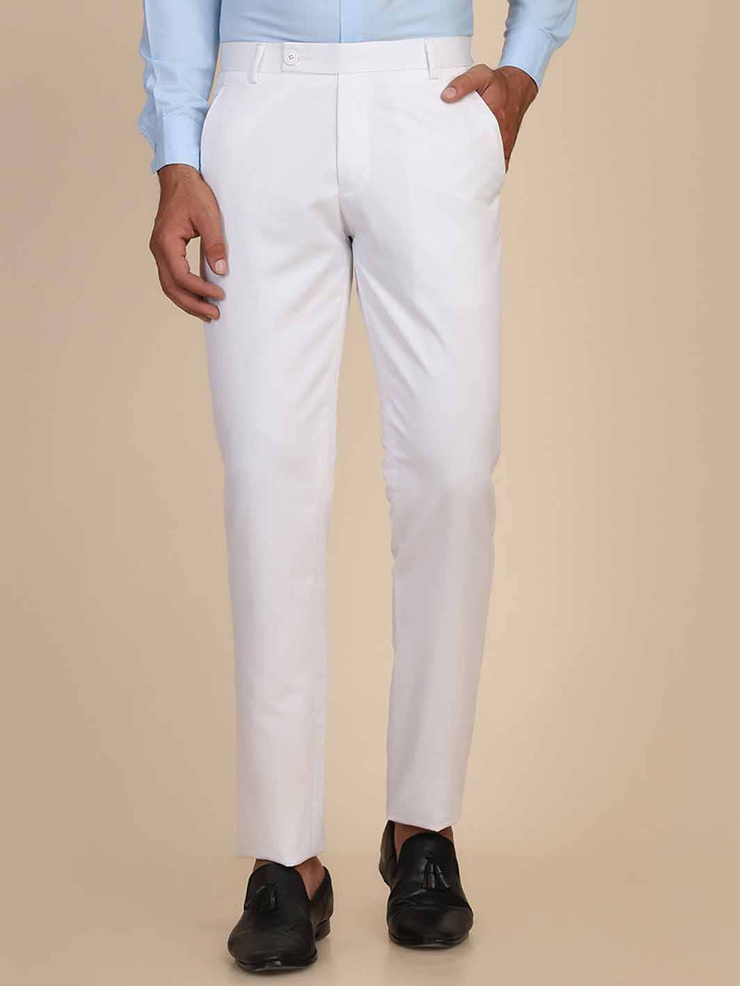 TAHVO Men Slim Fit Low-Rise Stain Resistant Trousers