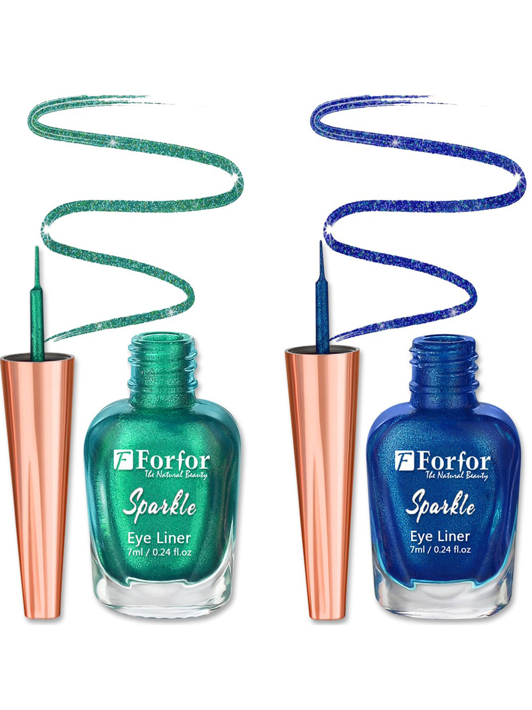 FORFOR Set of 2 Sparkle Water-Proof Sensational Liquid Glitter Eyeliners - 7 ml each