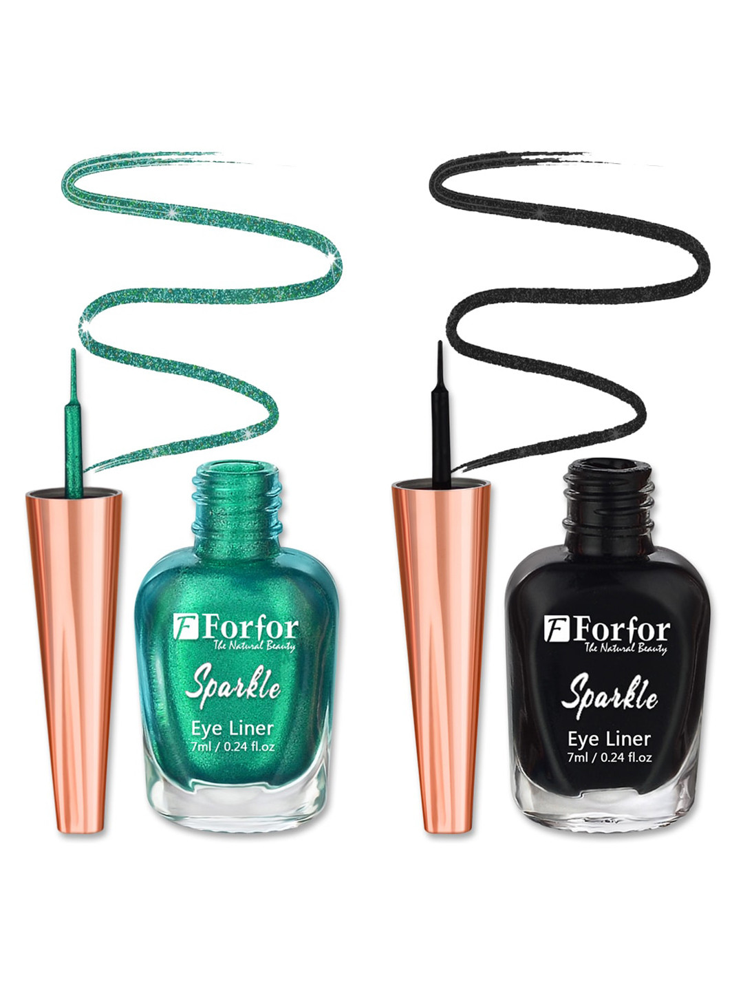 FORFOR Sparkle Set Of 2 Liquid Glitter Eyeliners 7 ml Each - Black 01 & Green 03