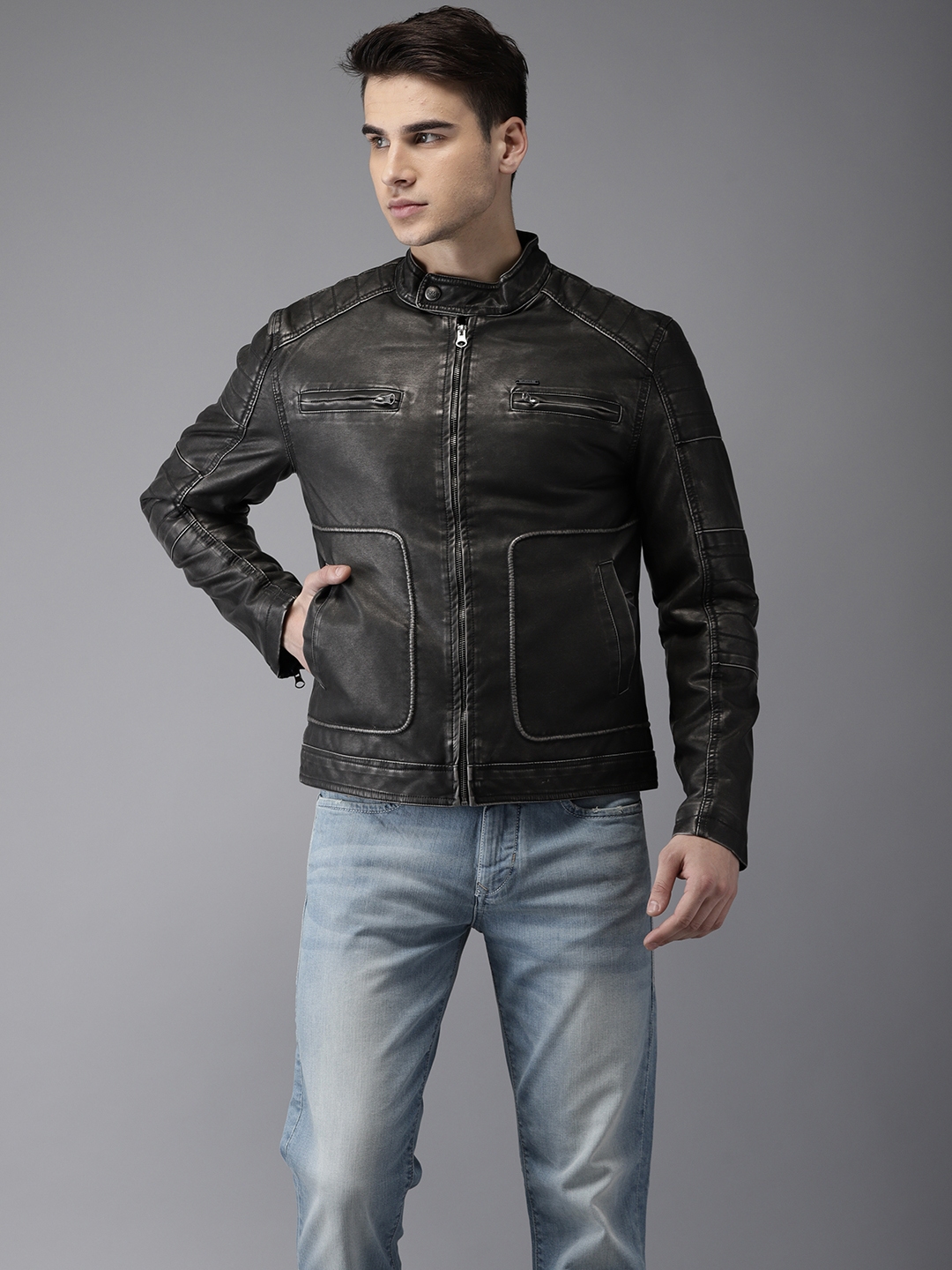 Flying machine charcoal grey jacket hotsell