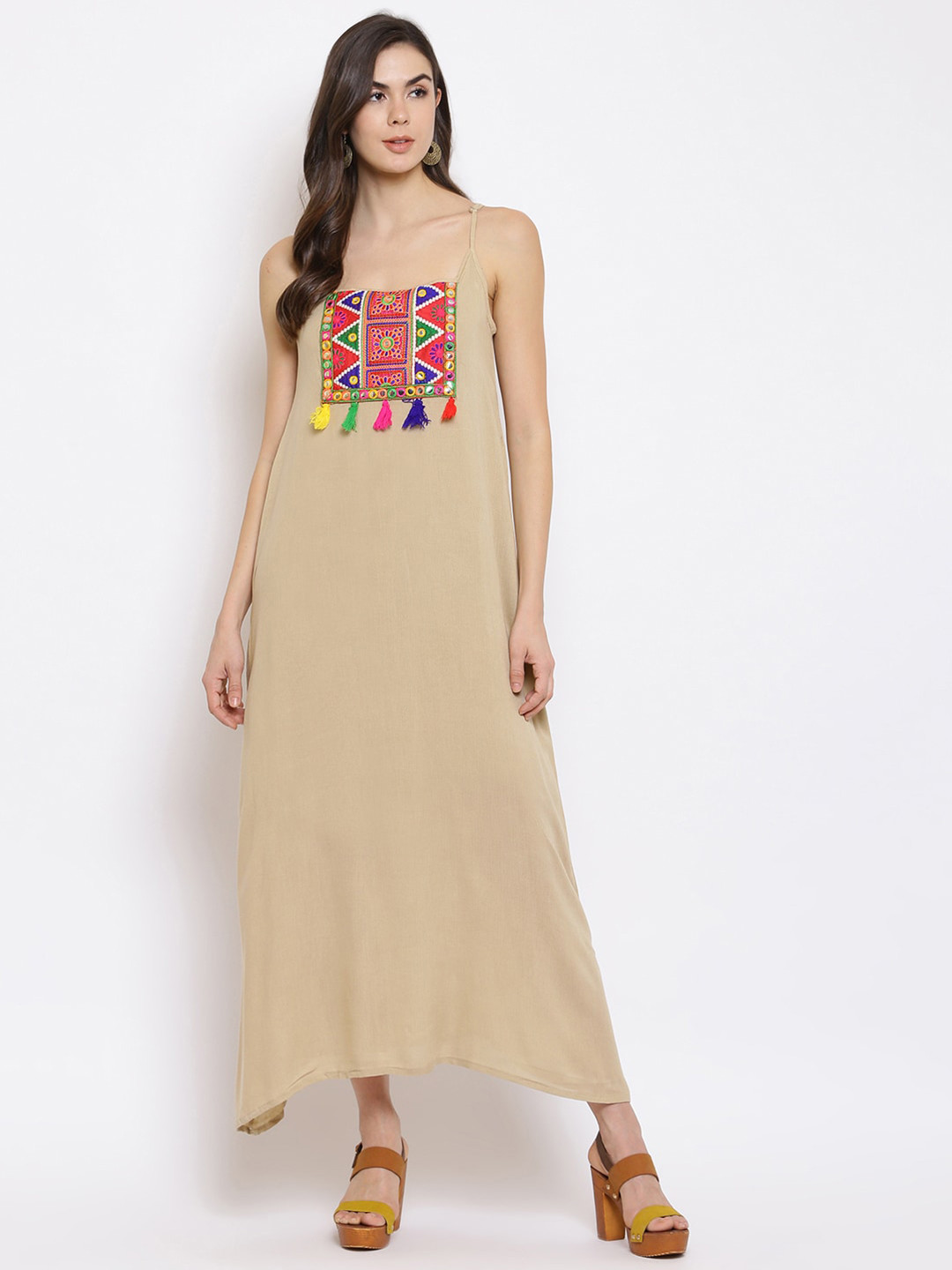 Mayra Embroidered A-Line Maxi Dress