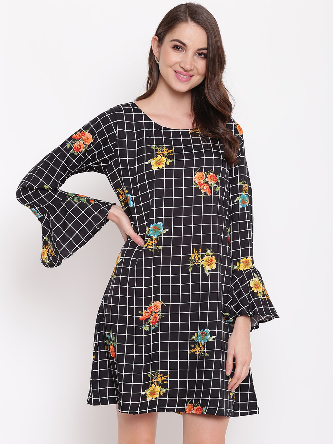 Mayra Checked A-Line Dress