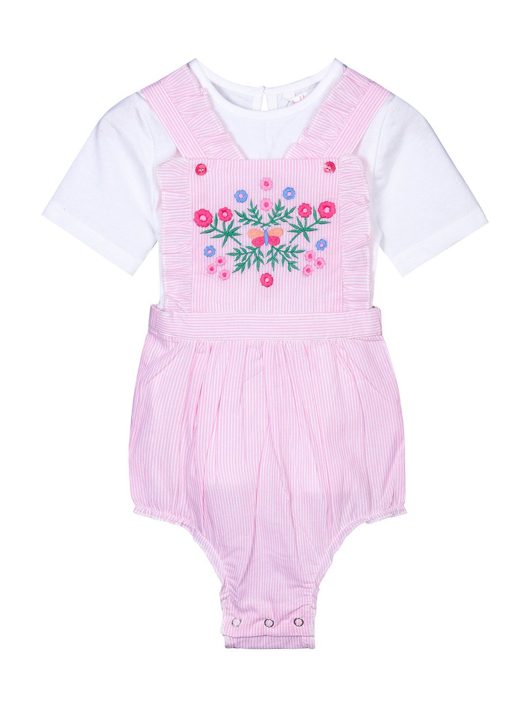 Budding Bees Girls Pure Cotton Bodysuit With T-shirt