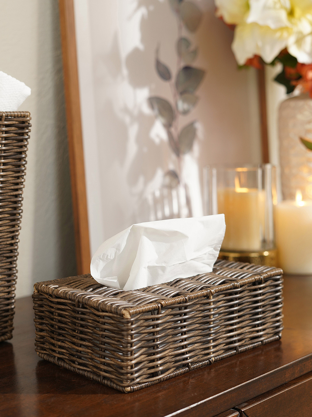 Pure Home and Living Brown Textured Tissue Holder Box