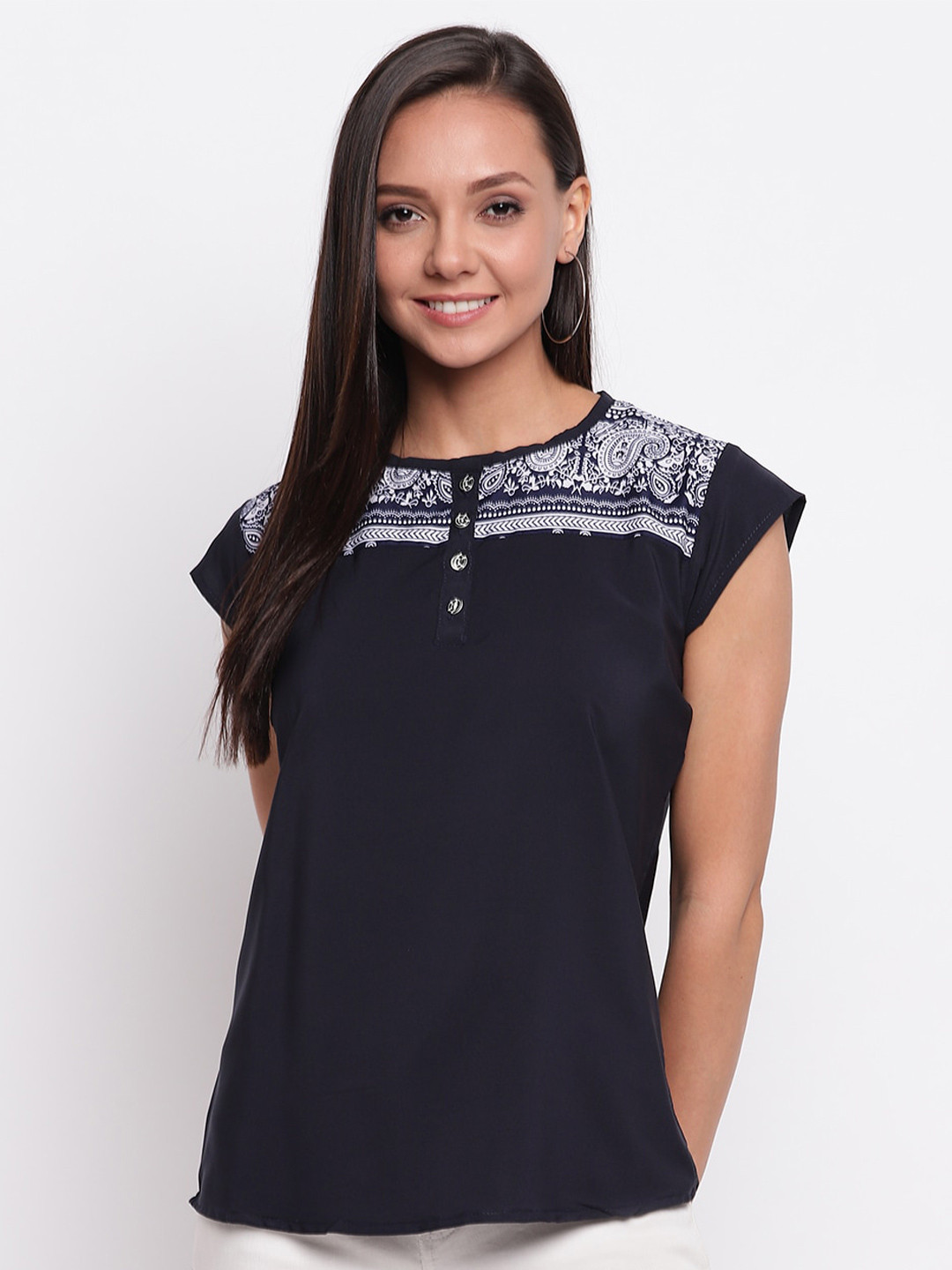 Mayra Cap Sleeve Round Neck Top