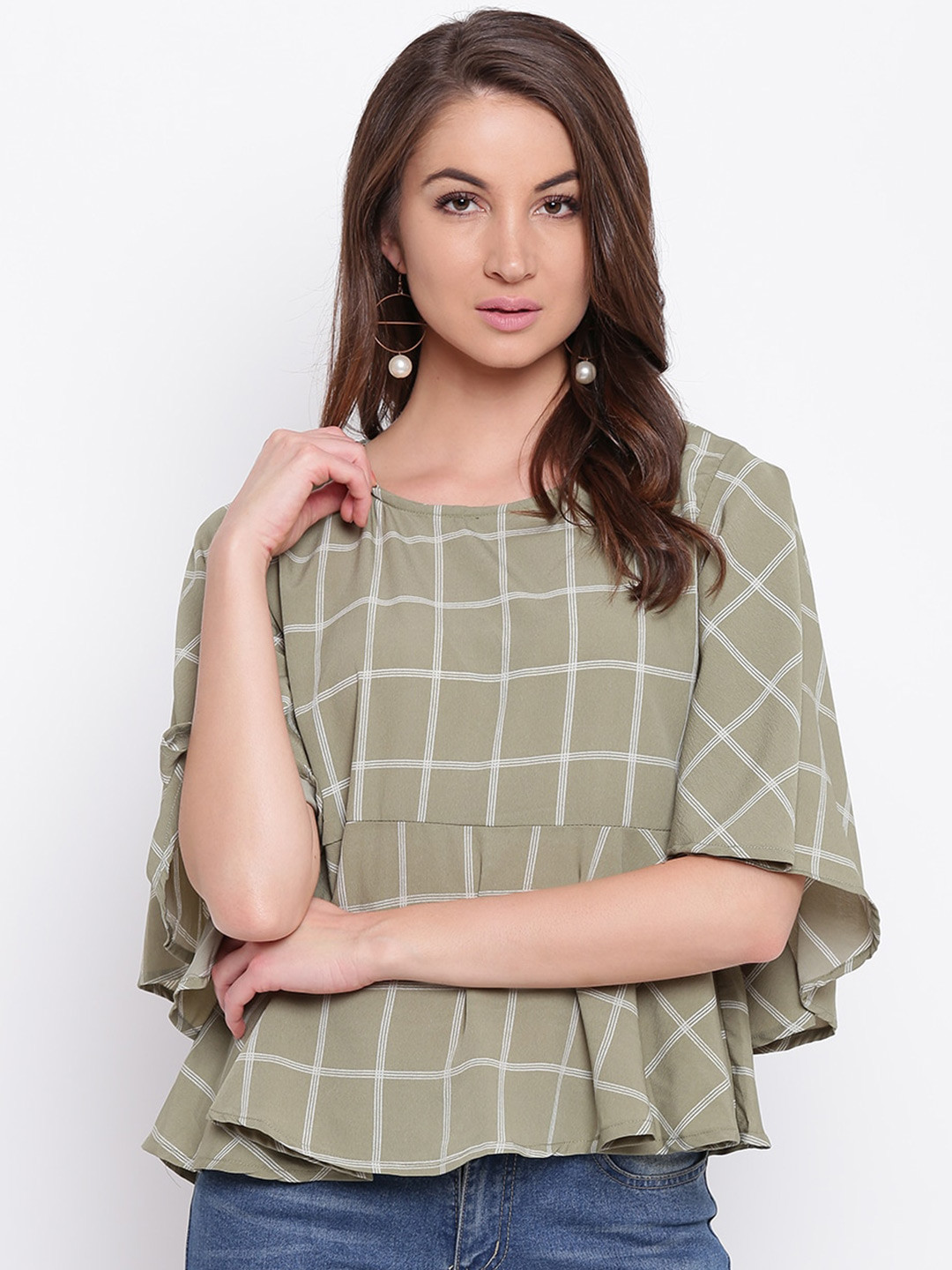 Mayra Checked Peplum Top
