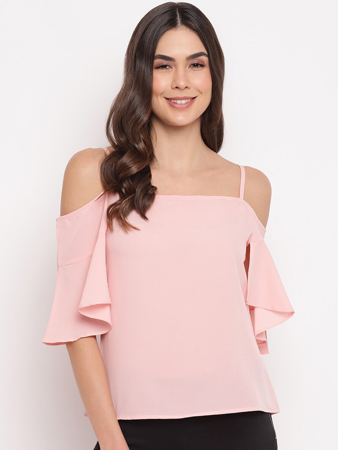 Mayra Shoulder Straps Crepe Bardot Top