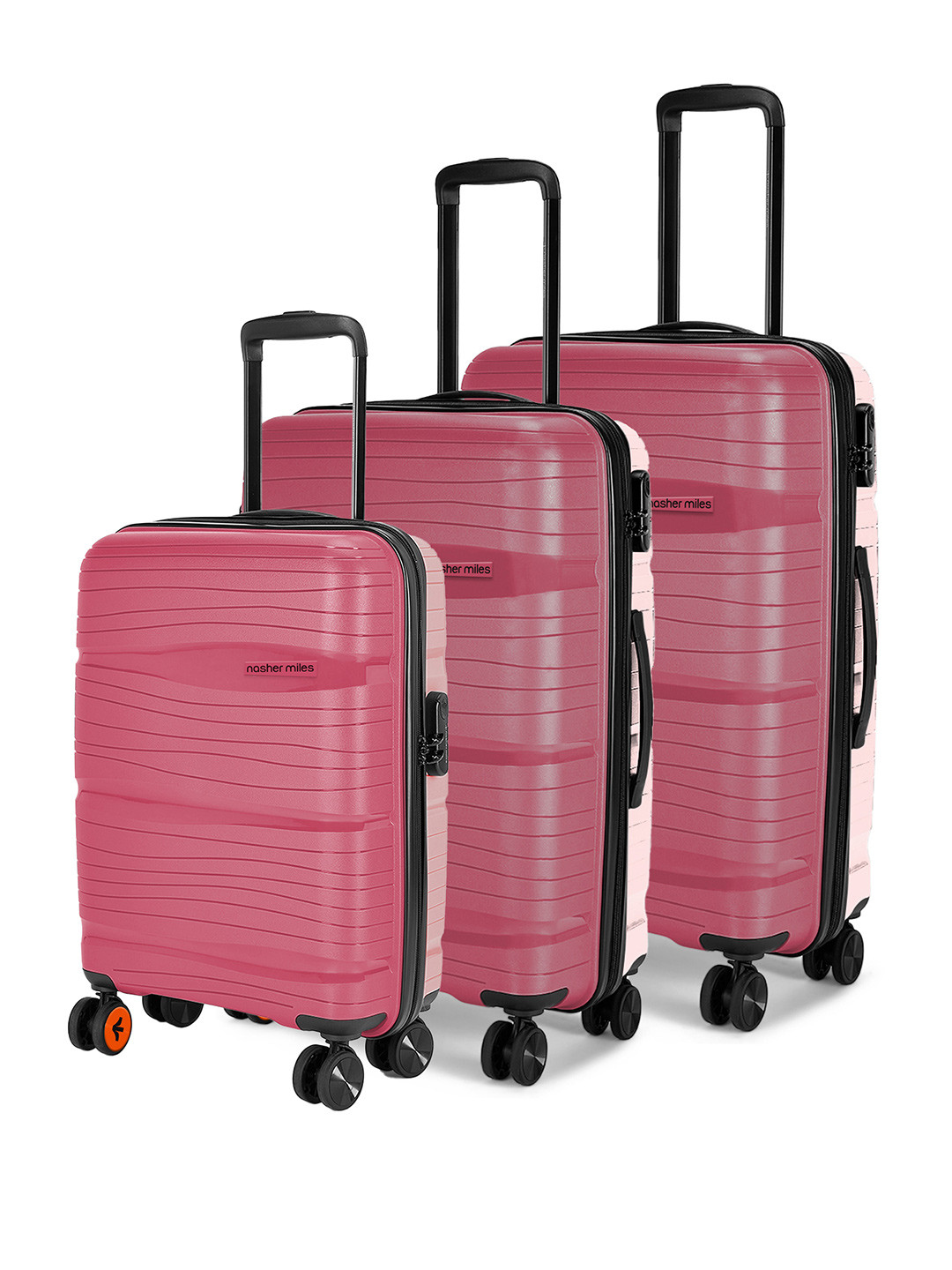 Nasher Miles Set of 3 Maroon Brown Nicobar Hardside Luggage Bag 55cm,65cm & 75cm