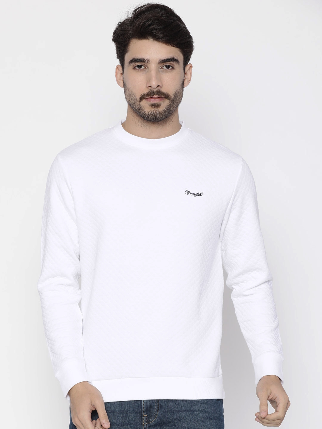 Buy Wrangler Men White Solid Sweatshirt - Sweatshirts for Men 2188587 |  Myntra