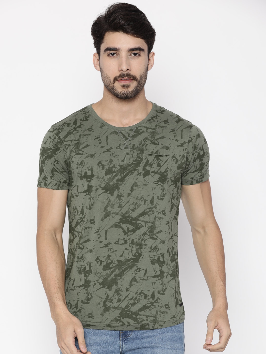 Olive green t shirt 2024 myntra