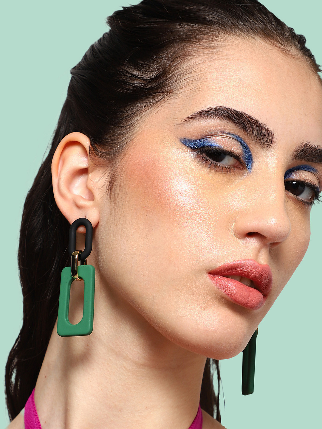 SOHI Gold plated Geometric Drop Earrings