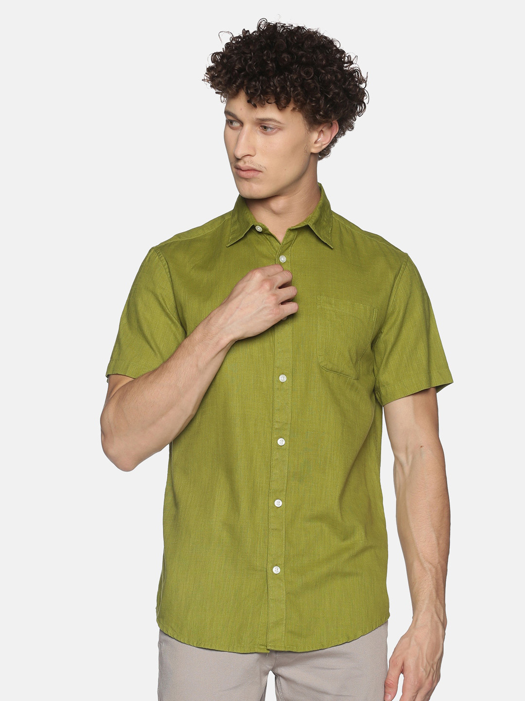 Balista Solid Short Sleeves Cotton Casual Shirt