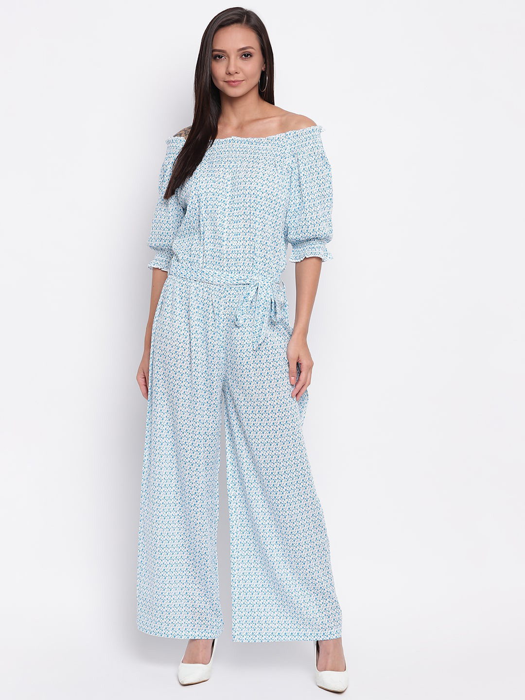 Mayra Printed Off-Shoulder Basic Jumpsuit