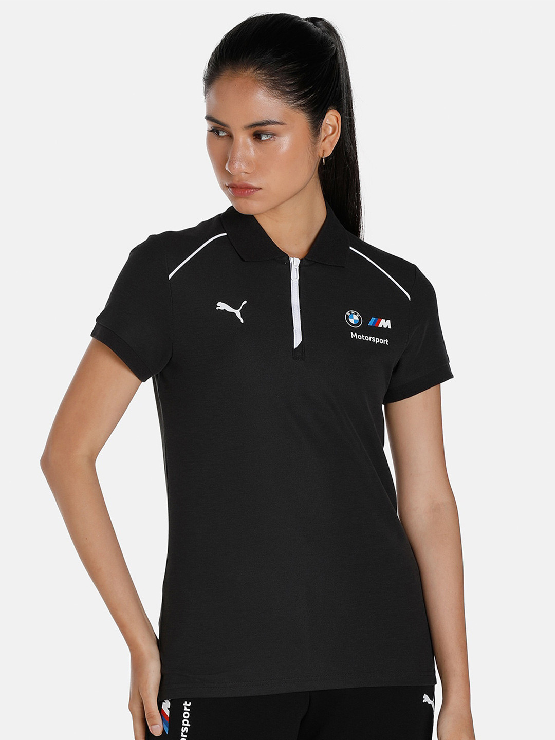 PUMA Motorsport Women BMW M Motorsport Regular Fit Polo Collar Sports T-shirt