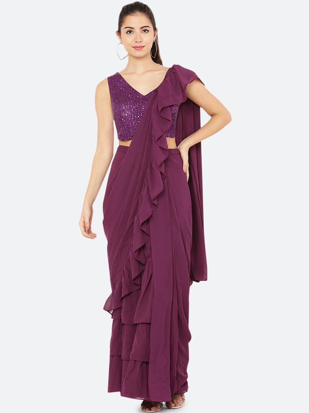 RAASSIO Ruffled Ready to Wear Sari Skirt