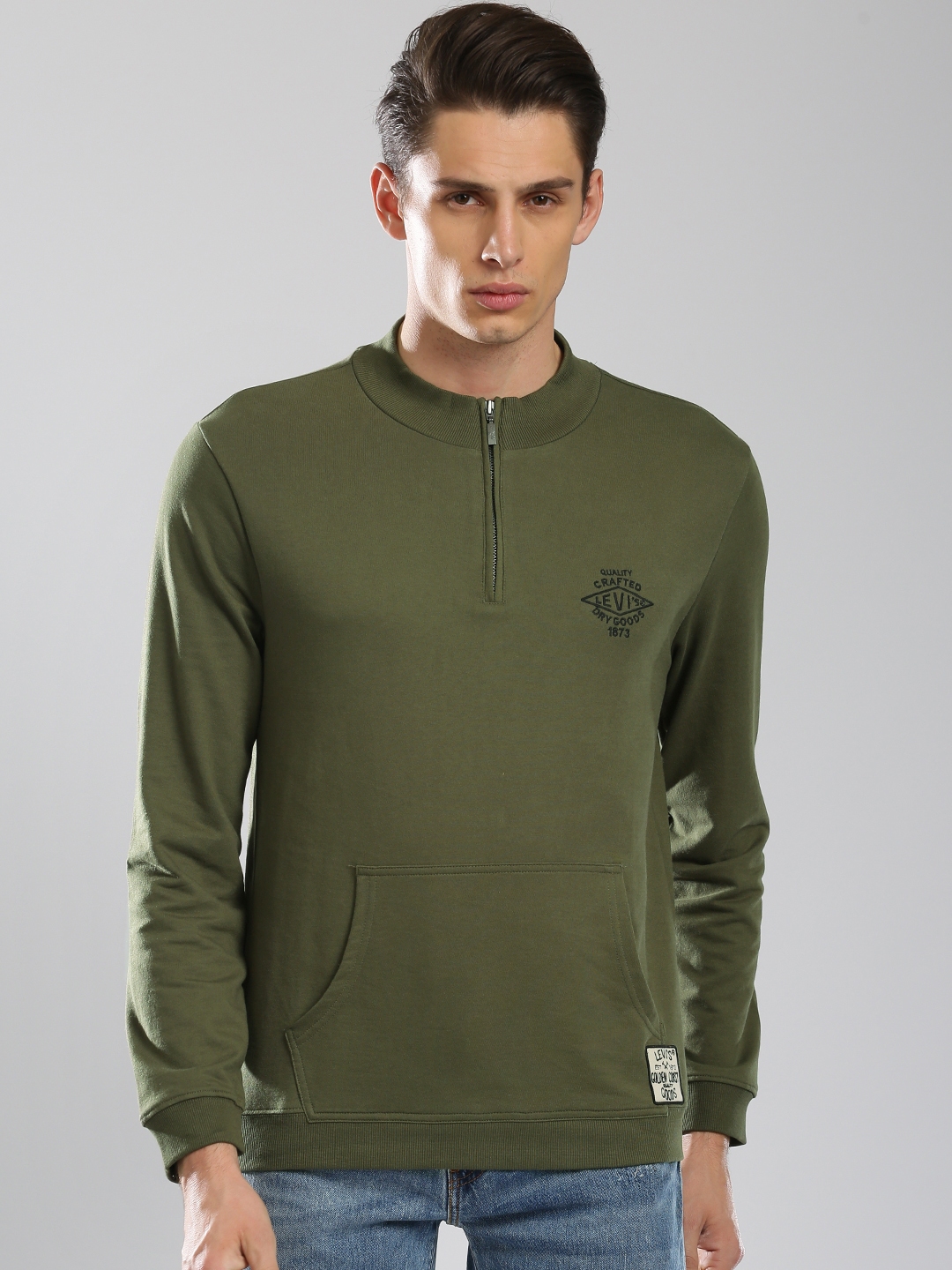 Buy Levis Men Olive Green Solid Sweatshirt - Sweatshirts for Men 2189183 |  Myntra