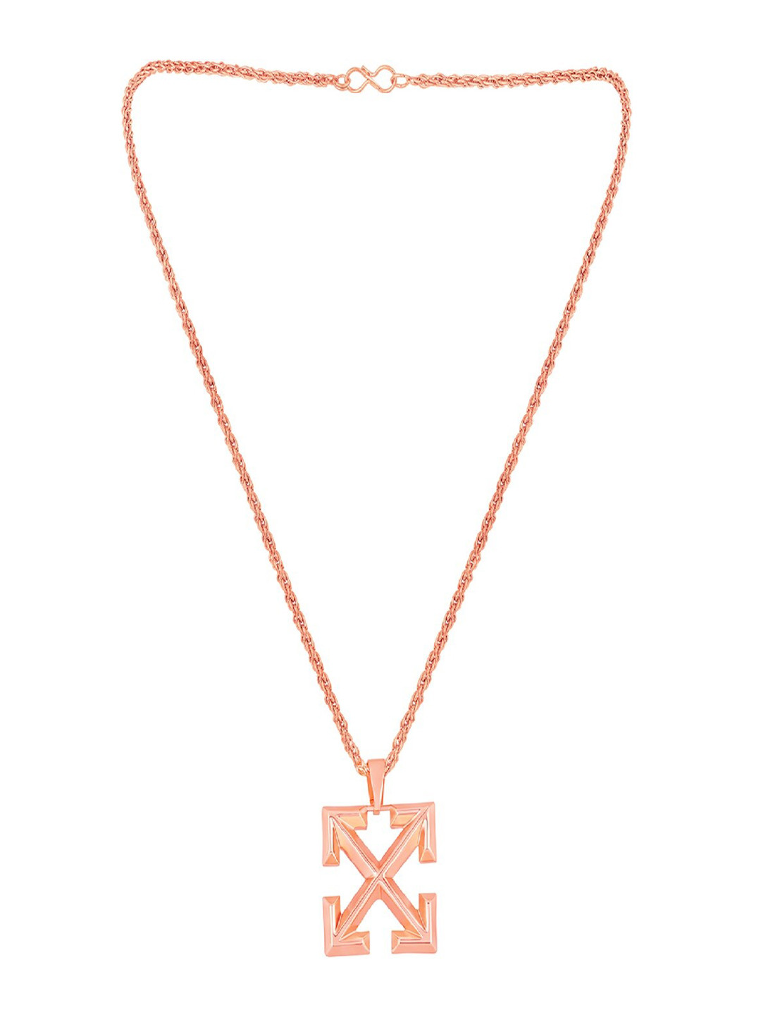 Mahi Rose Gold-Plated Arrow Shaped Pendant With Chain
