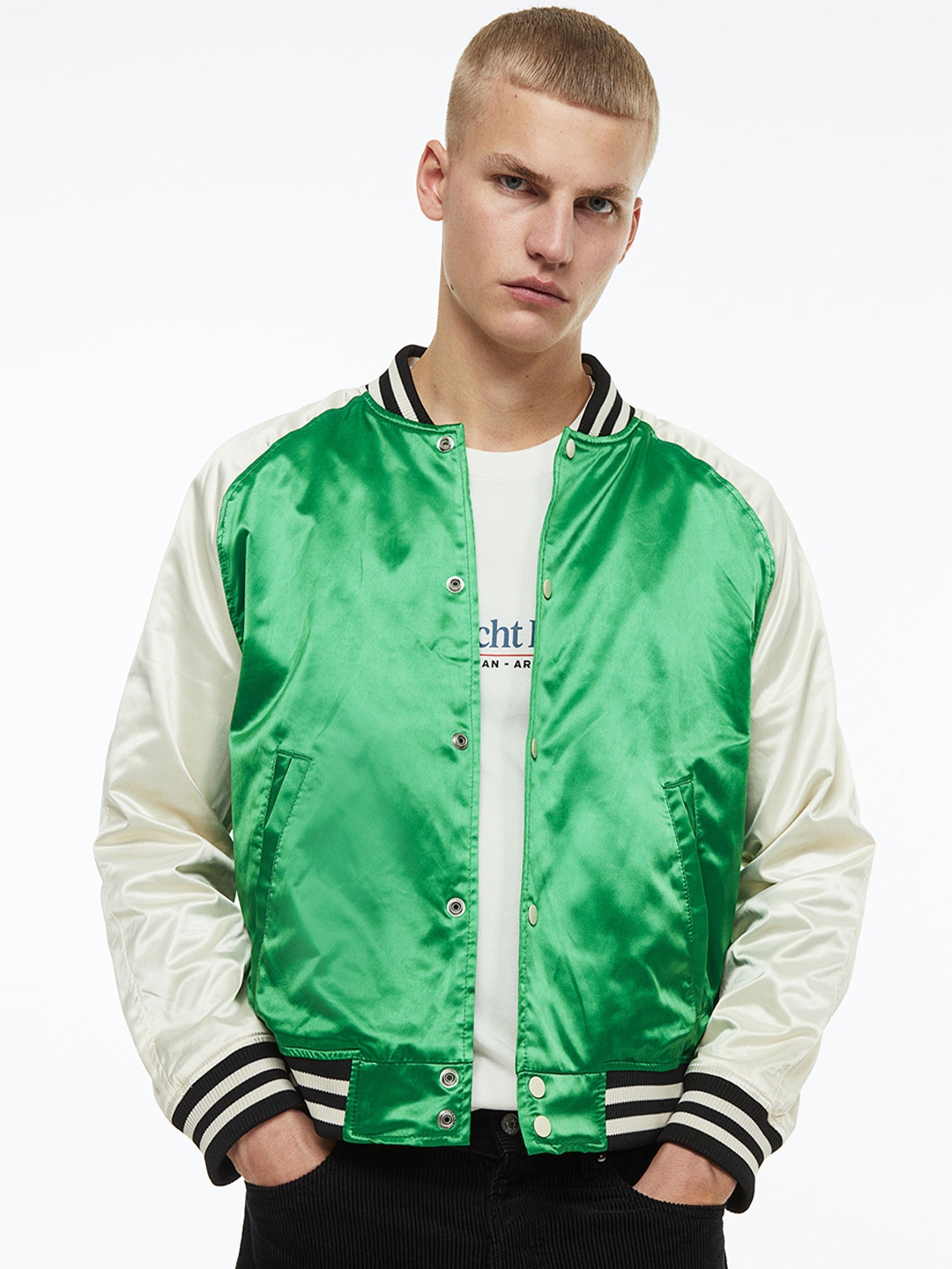 H&m satin hotsell bomber jacket