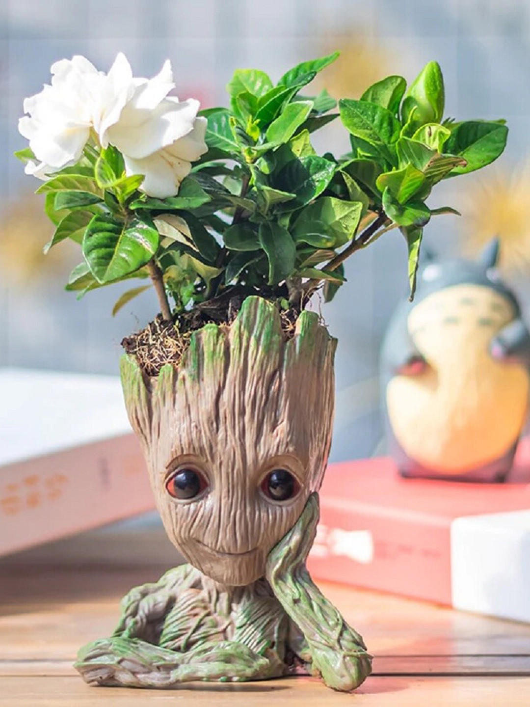 Awestuffs Brown Resting Baby Tree Pen Stand & Flower Pot