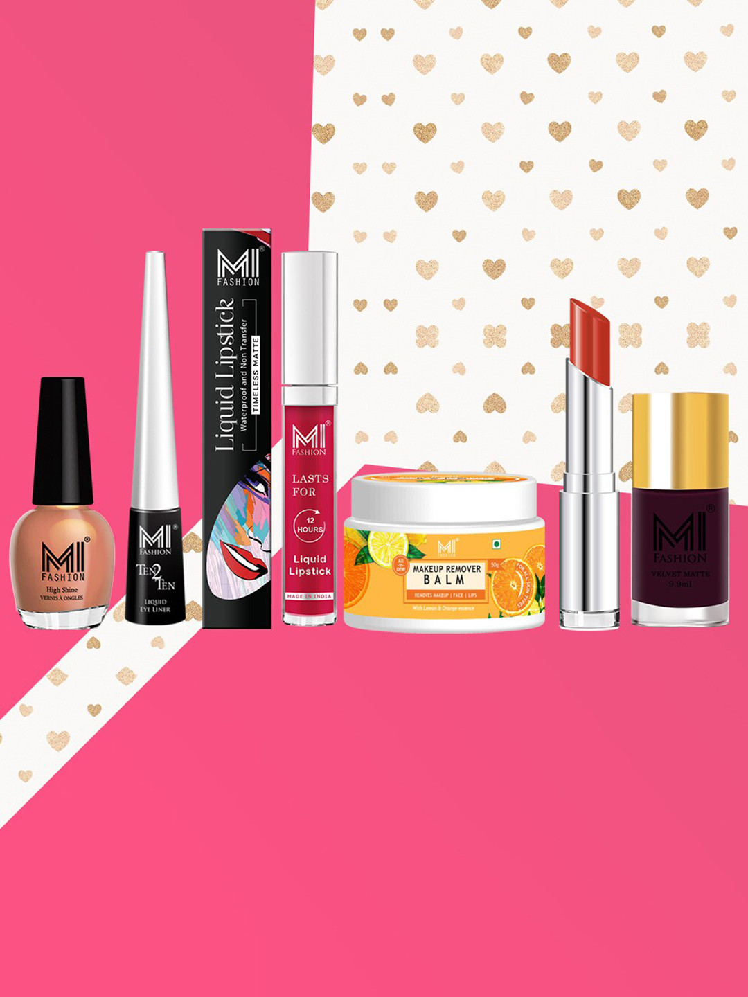 MI FASHION Take Your Beauty Routine To The Next Level Pack Of 7 Makeup Kit-A119-Orange