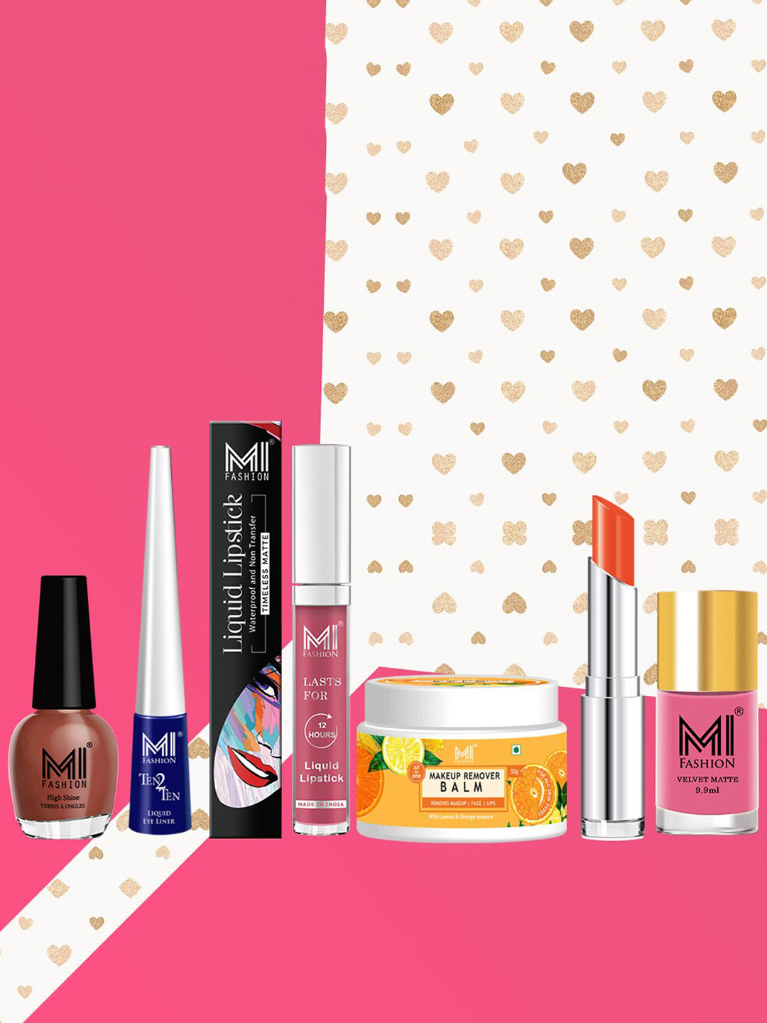 MI FASHION Gorgeous Look Pack Of 7 On-The-Go Portable Makeup Kit-A106-Brown