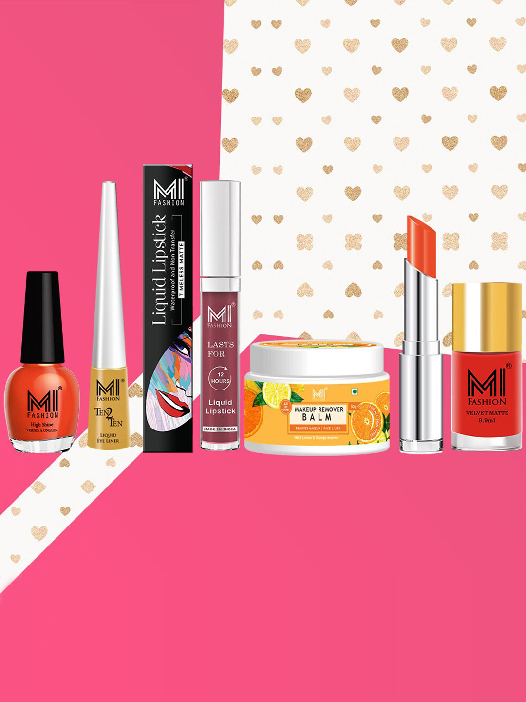 MI FASHION Elevate Your Beauty Game With Our Deluxe Pack Of 7 Makeup Kit-A168-Orange