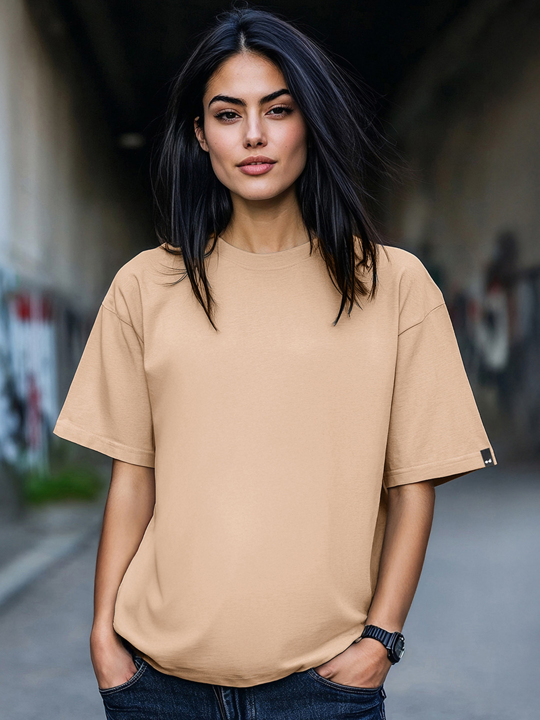 Bewakoof Cotton Drop-Shoulder Sleeves Oversized T-shirt