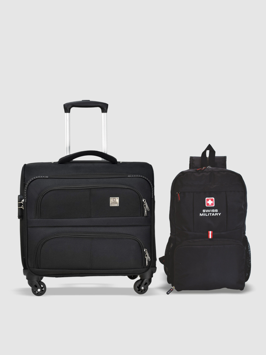 SWISS MILITARY SWISS MILITARY Set Of 2 Soft-Sided Trolley Bag And Foldable Backpack