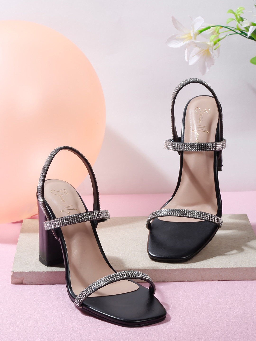 Bruno Manetti Textured PU Block Heels