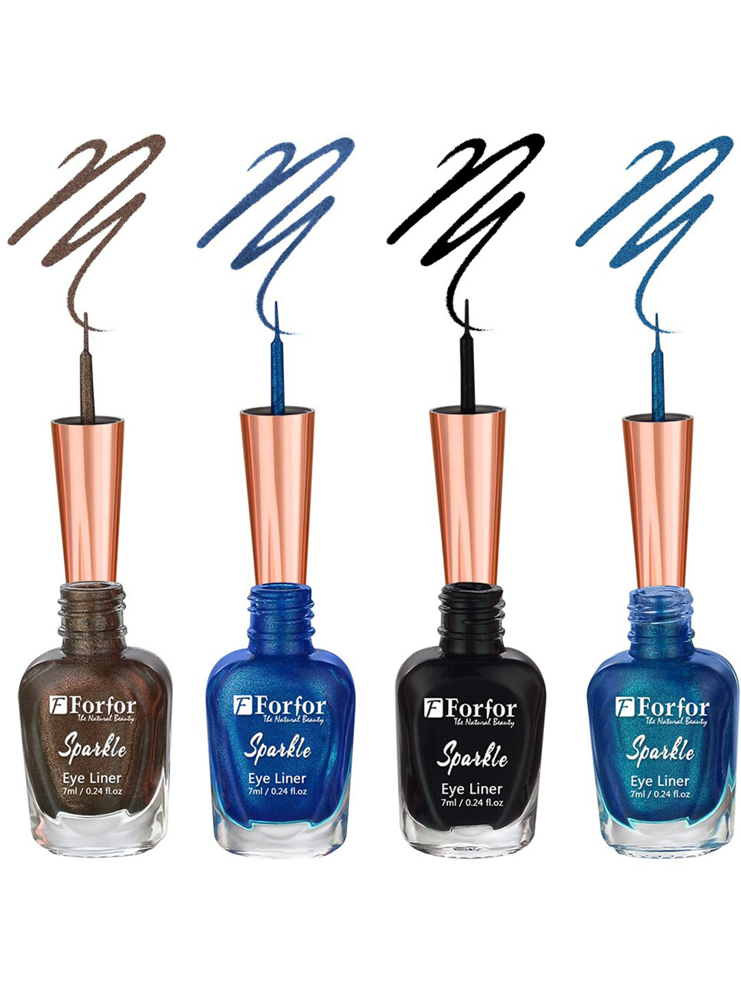 FORFOR Set of 4 Sparkle Water-Proof Liquid Glitter Eyeliners 7ml Each - Shades 07+08+01+06