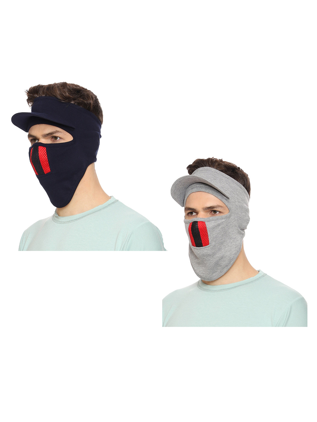 Gajraj Pack Of 2 Cotton Full Face Mask With Air Filter Mesh & Visor