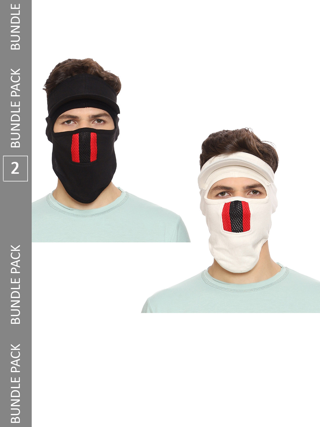 Gajraj Unisex Pack Of 2 Cotton Full Face Mask With Air Filter Mesh & Visor