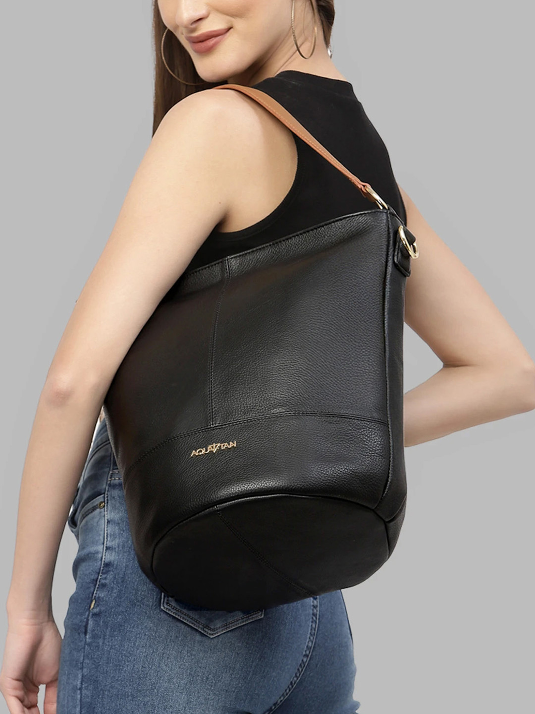 AQUATAN Leather Structured Hobo Bag