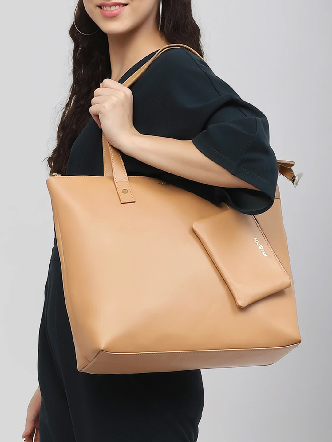 AQUATAN Structured Tote Bag With Pouch