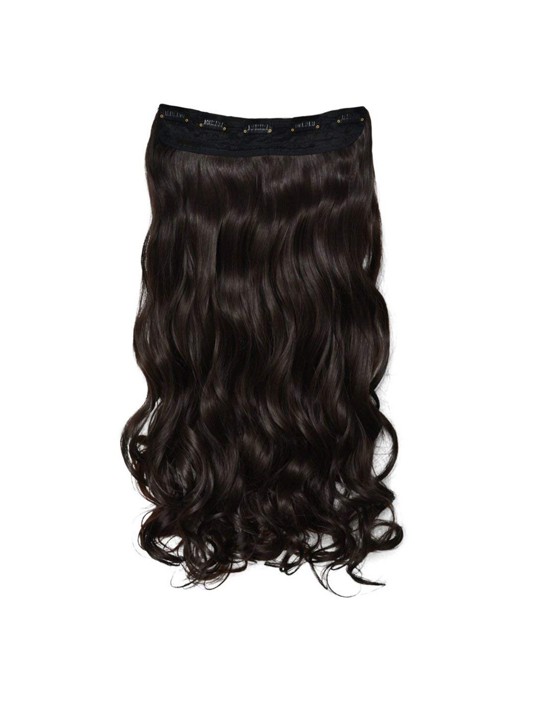 CHANDERKASH Women 5 Clips Natural Brown Attached Curly Synthetic Fiber Hair Extensions