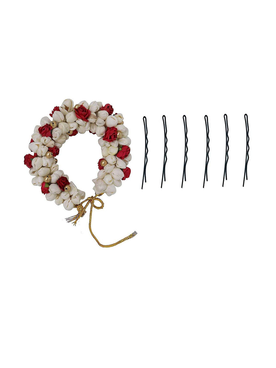 CHANDERKASH Women Set of 7 Bobby Pins & 1 Gajra