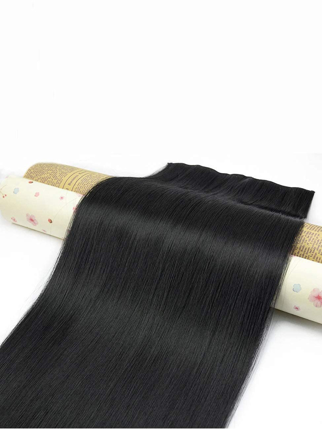CHANDERKASH Women Natural Black 5 Clips Straight Synthetic Fiber Hair Extensions