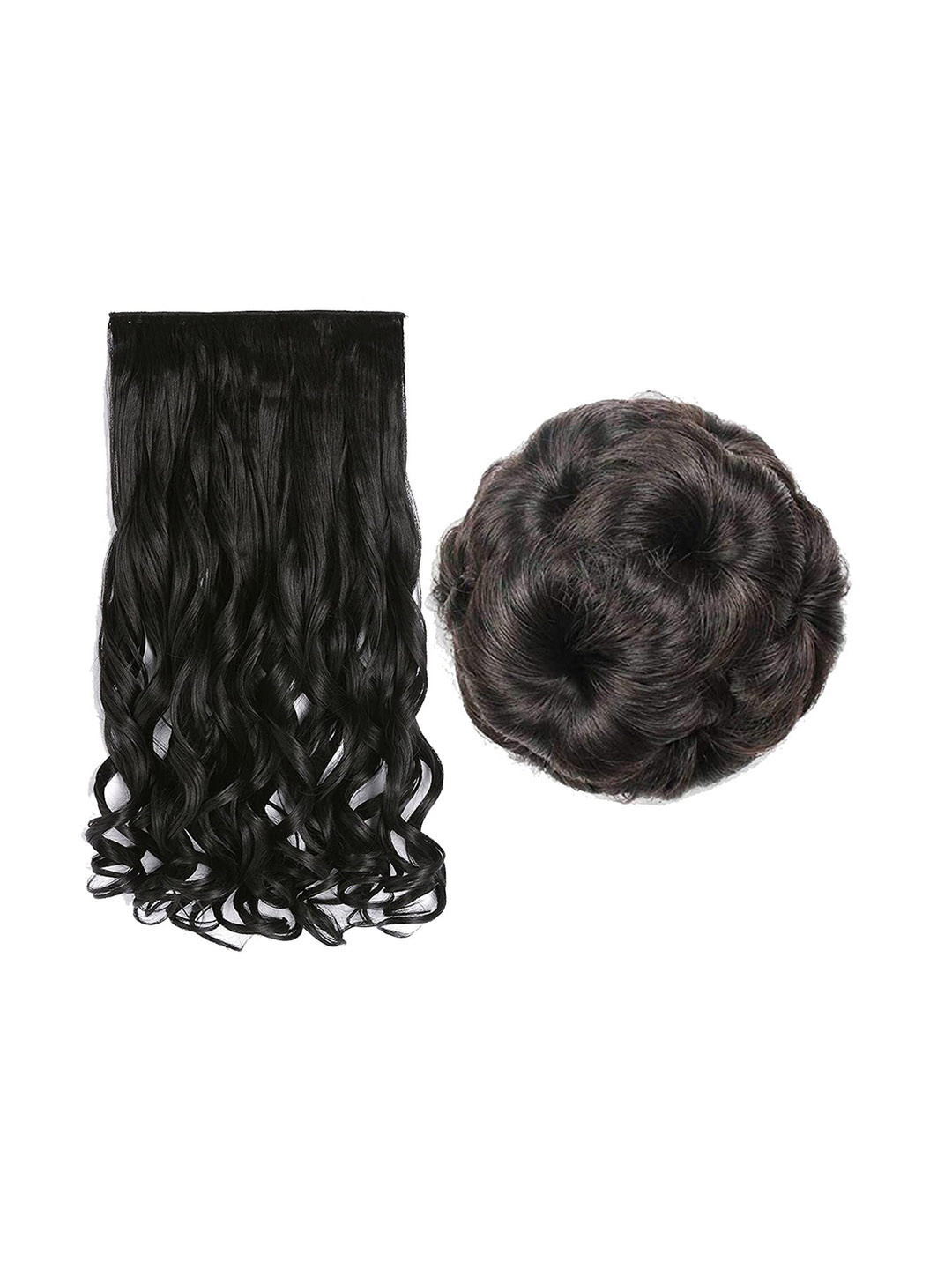 CHANDERKASH 5Clips Panza Juda Synthetic Fibre Curly Hair Extension with Clutcher - Brown