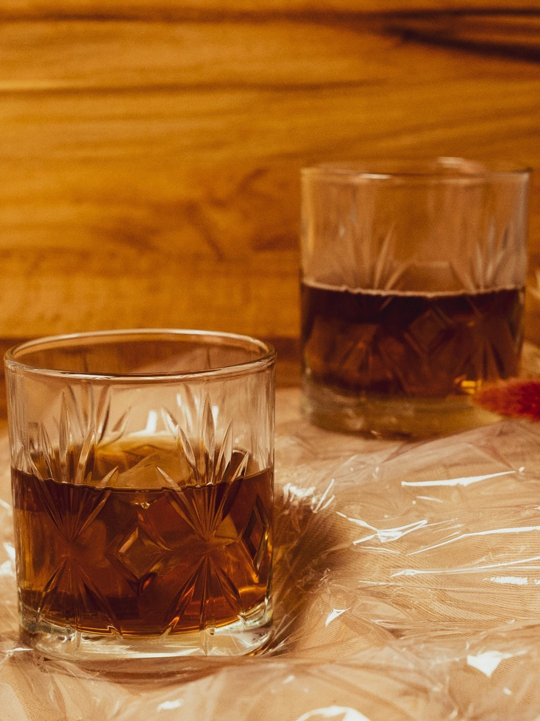 smart serve Royal Transparent 2 Pieces Textured Whiskey Glasses-305ml Each