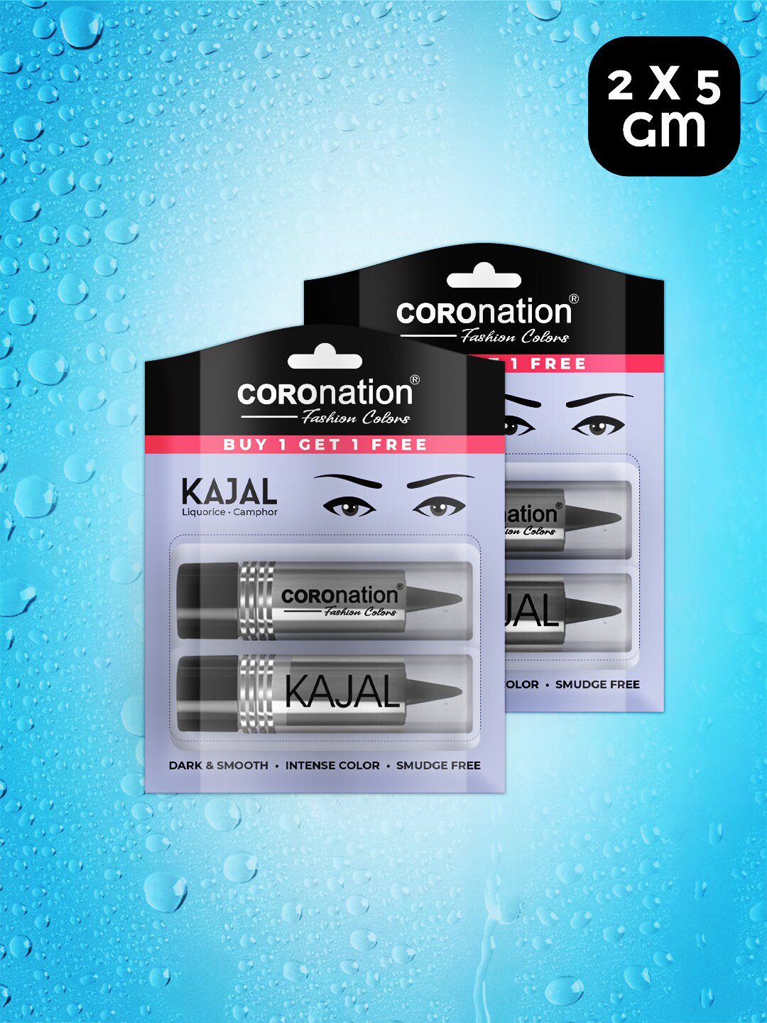 COROnation Herbal Set of 4 Dark & Smooth Kajal with Liquorice & Camphor 2.5g each - Black