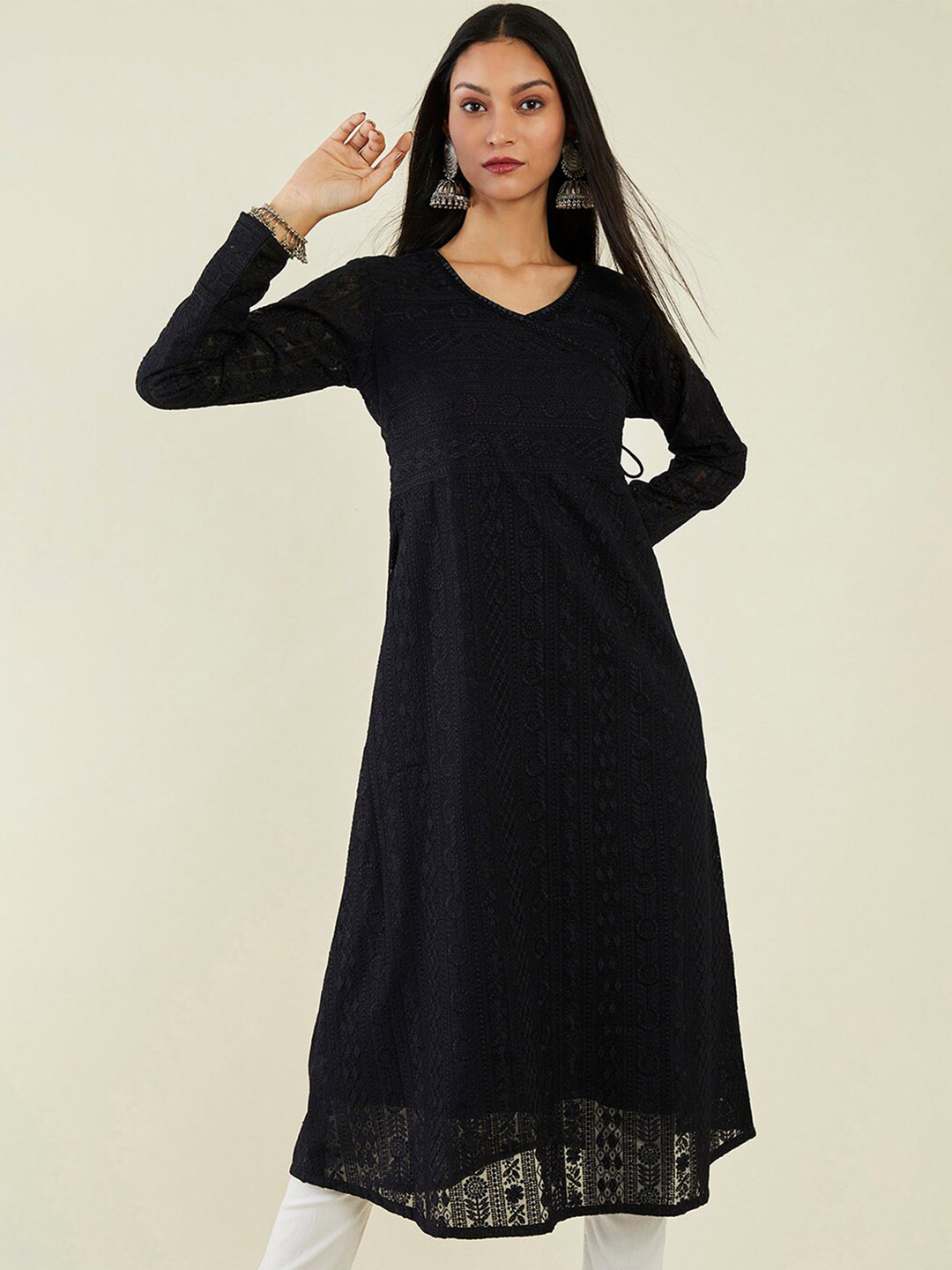 Soch Geometric Thread Work Anarkali Kurta