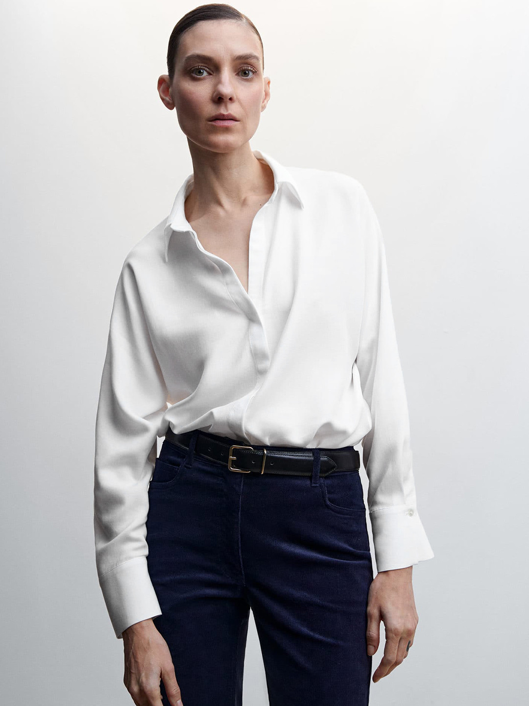 MANGO Concealed Placket Casual Shirt