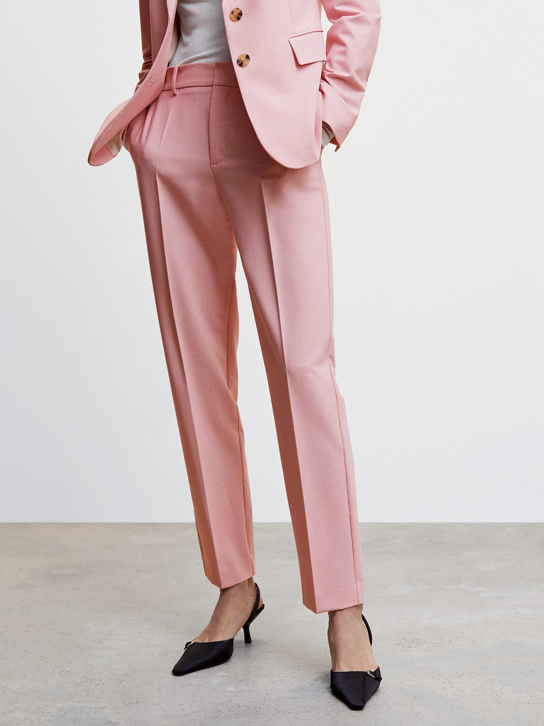 MANGO Women Straight-Fit RegularFormal Trousers