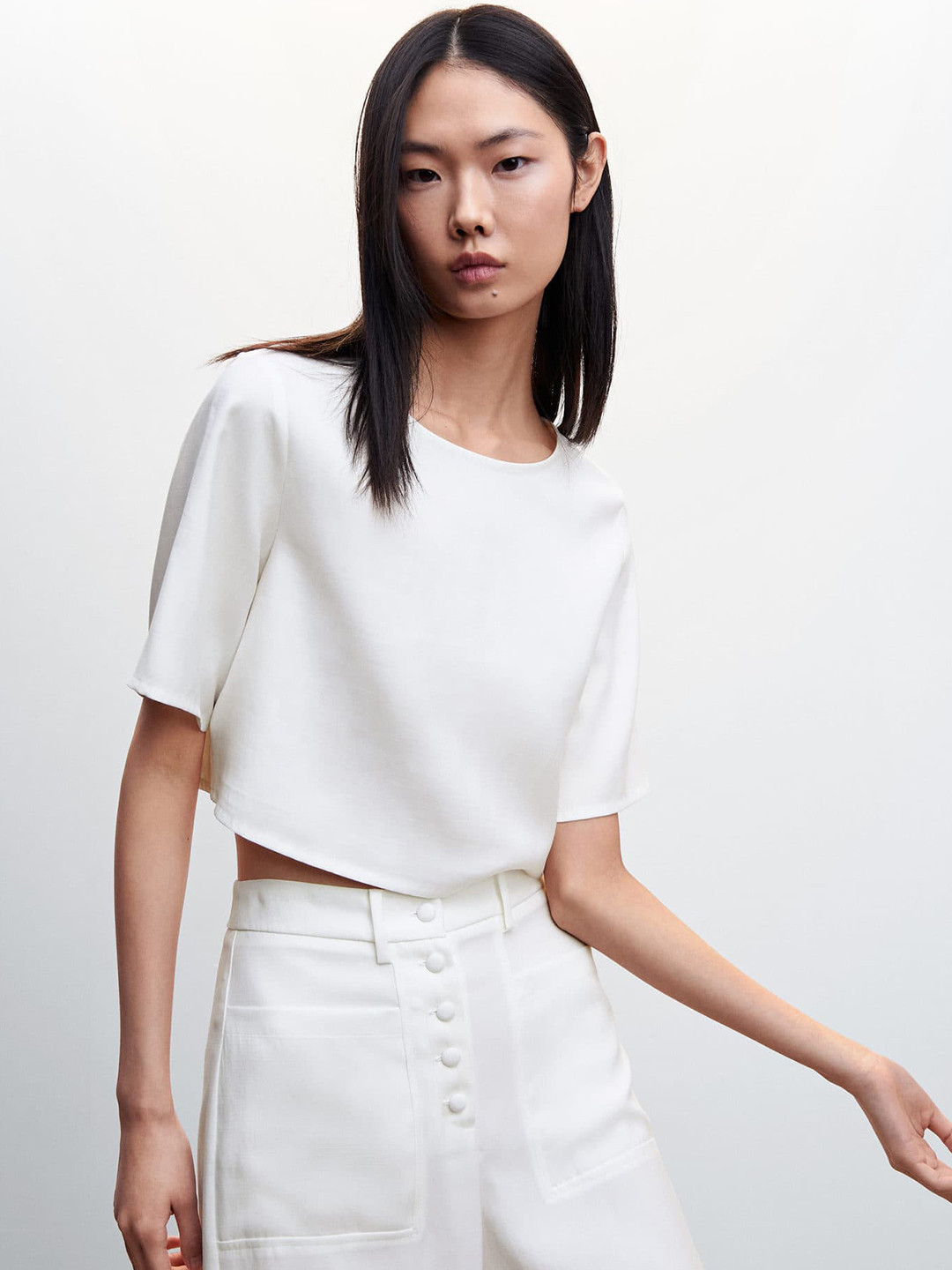 MANGO Round Neck Sustainable Regular Top