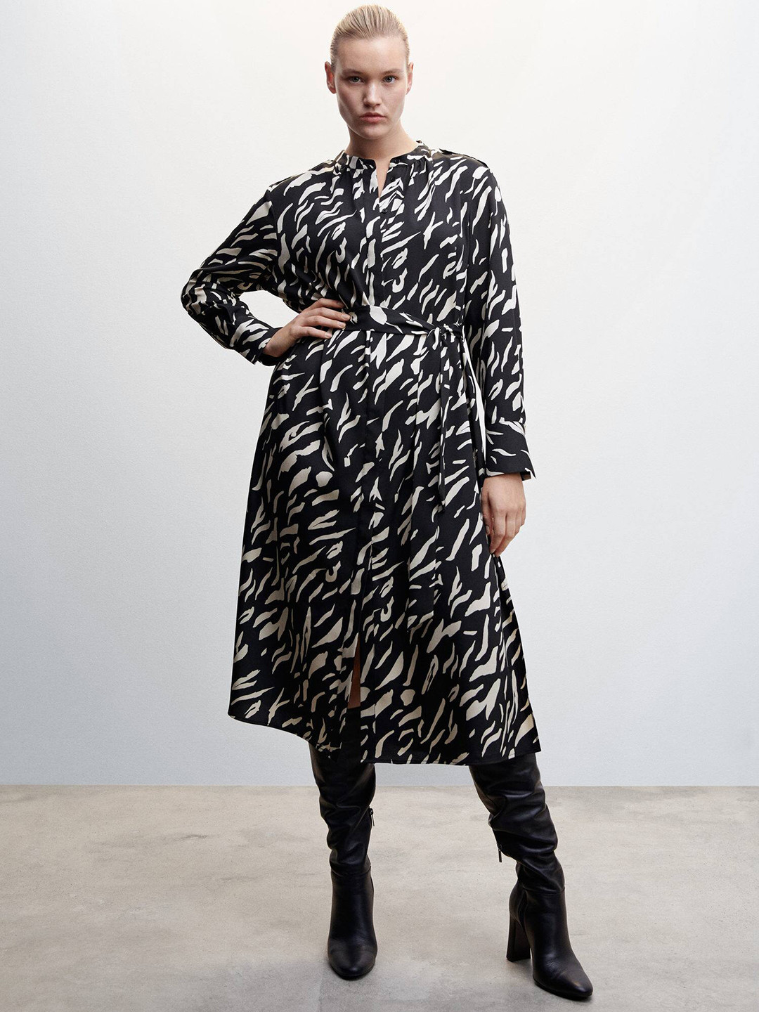 MANGO Sustainable Shirt Style Printed Midi Dress