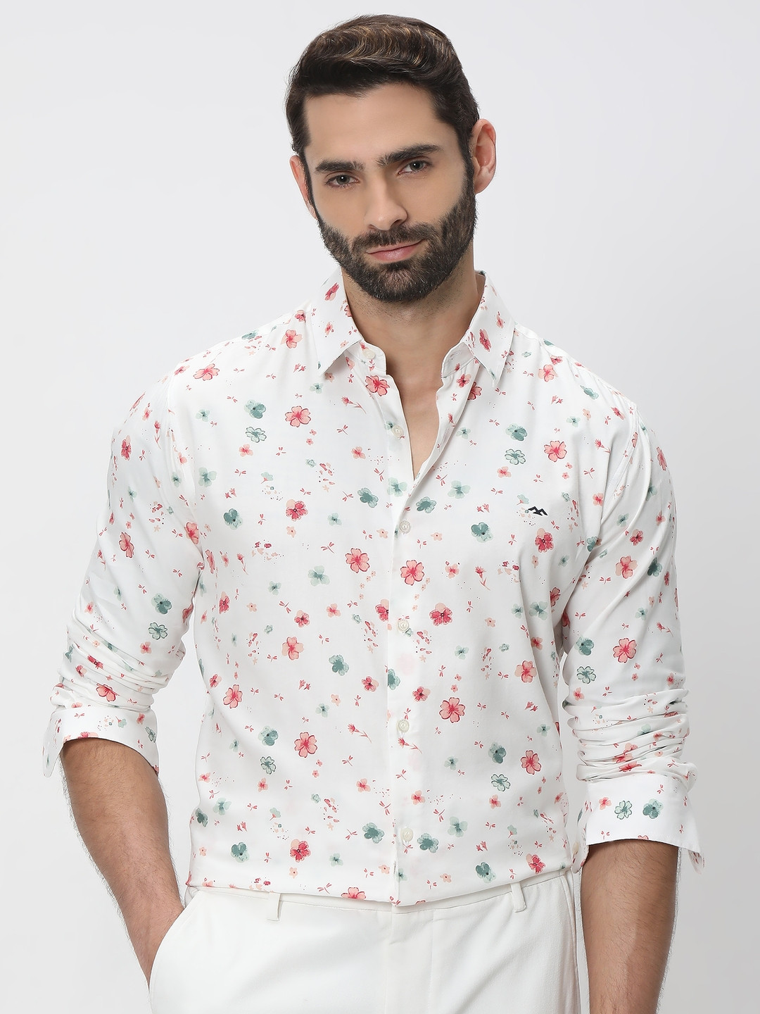 Mufti Trim Slim Fit Floral Printed Casual Shirt