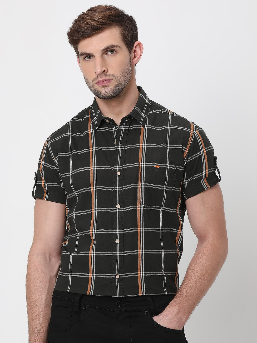 Mufti Plus Size Tartan Checks Cotton Casual Shirt
